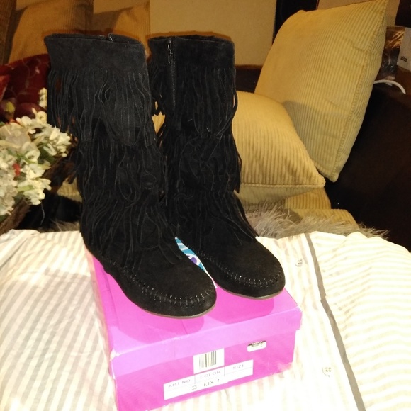 Shoes of Soul Shoes - Shoes of Soul Faux Suede Fringe Moccasin Boots